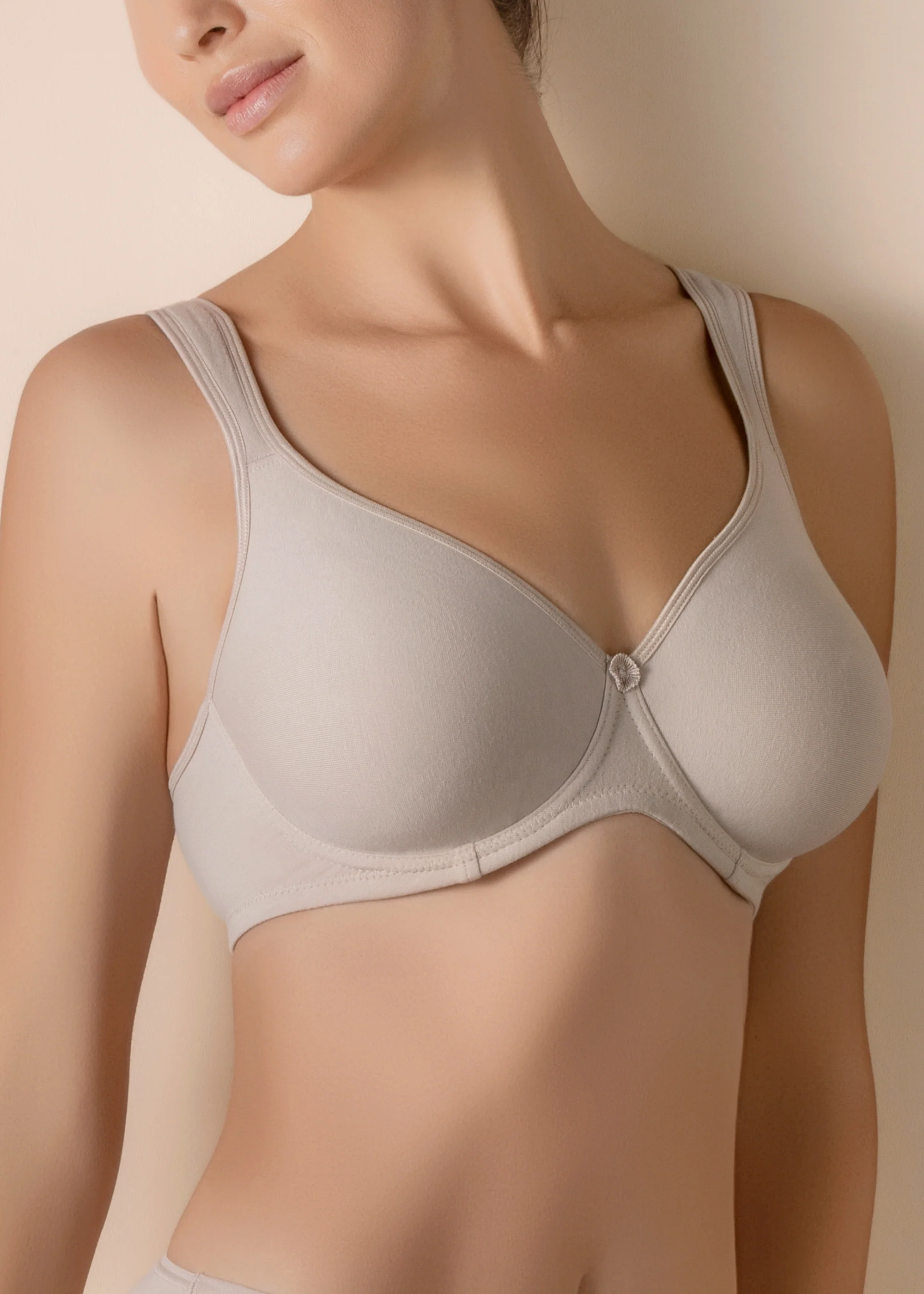 Reggiseno in cotone elasticizzato senza imbottitura con ferretto e spalline larghe comfort - Image 9