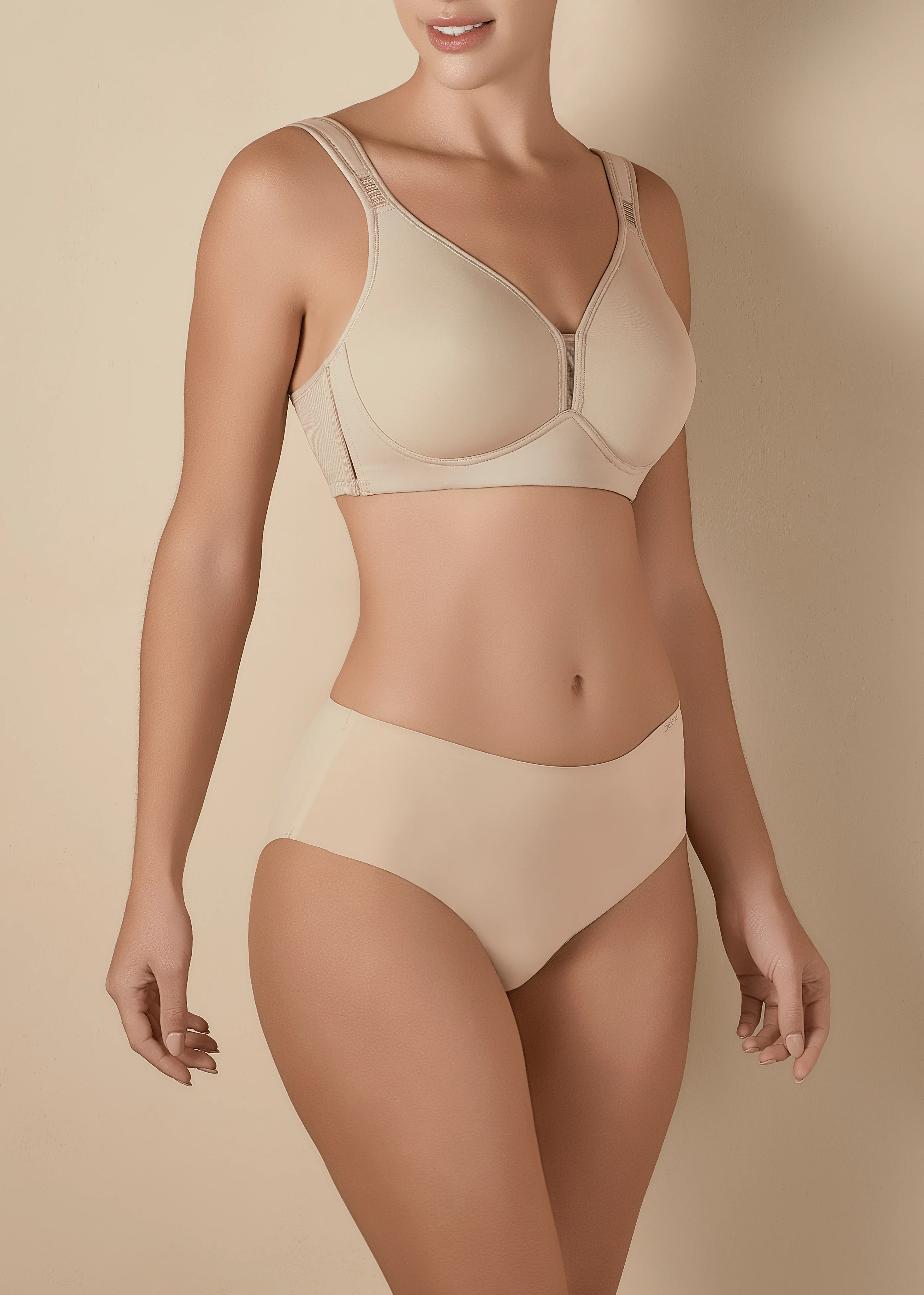 Reggiseno contenitivo senza ferretto con imbottitura e spalline larghe comfort con fascia anatomica - Image 2