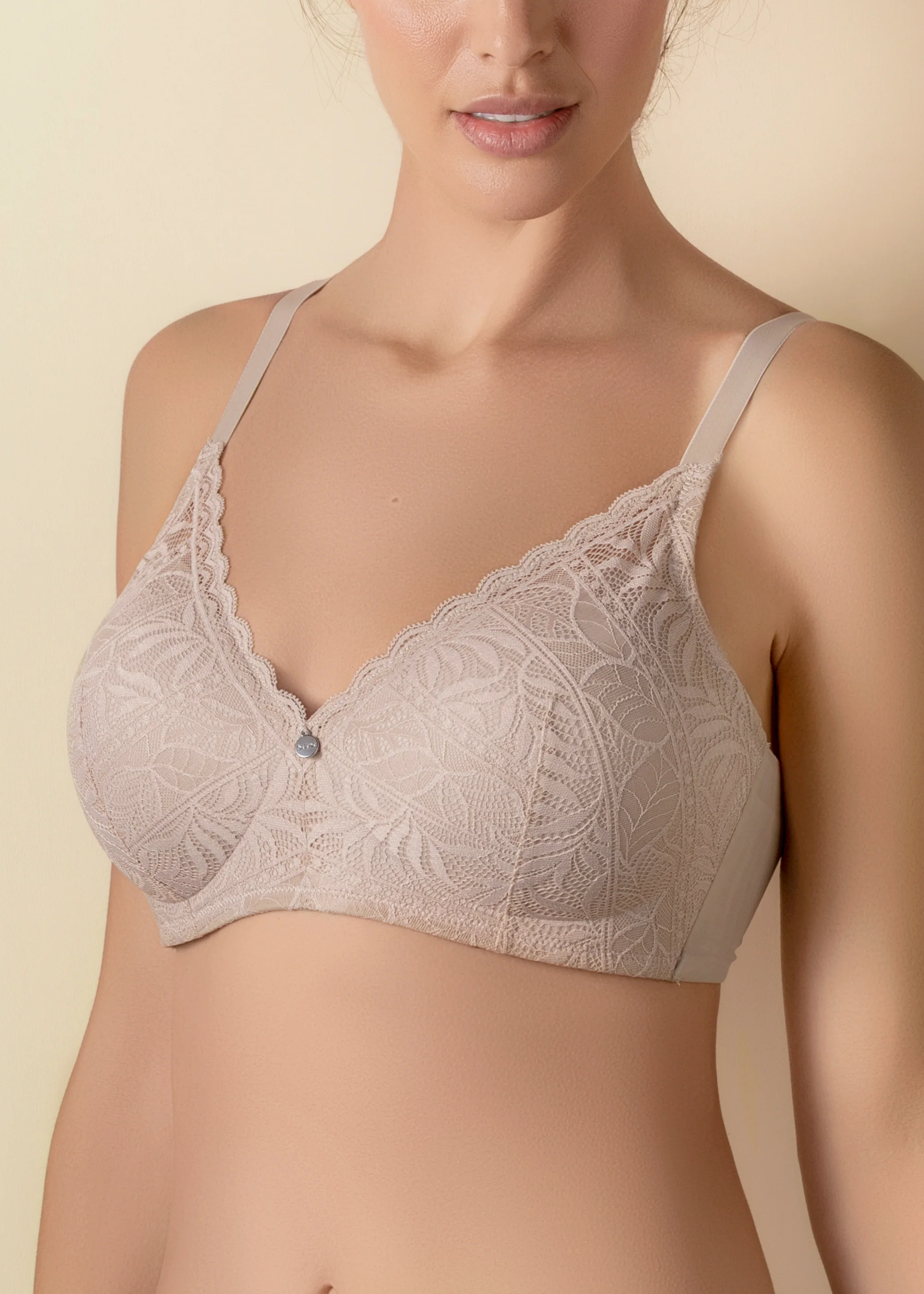 Reggiseno in pizzo floreale con fascia in tulle e leggera imbottitura senza ferretto - Image 13